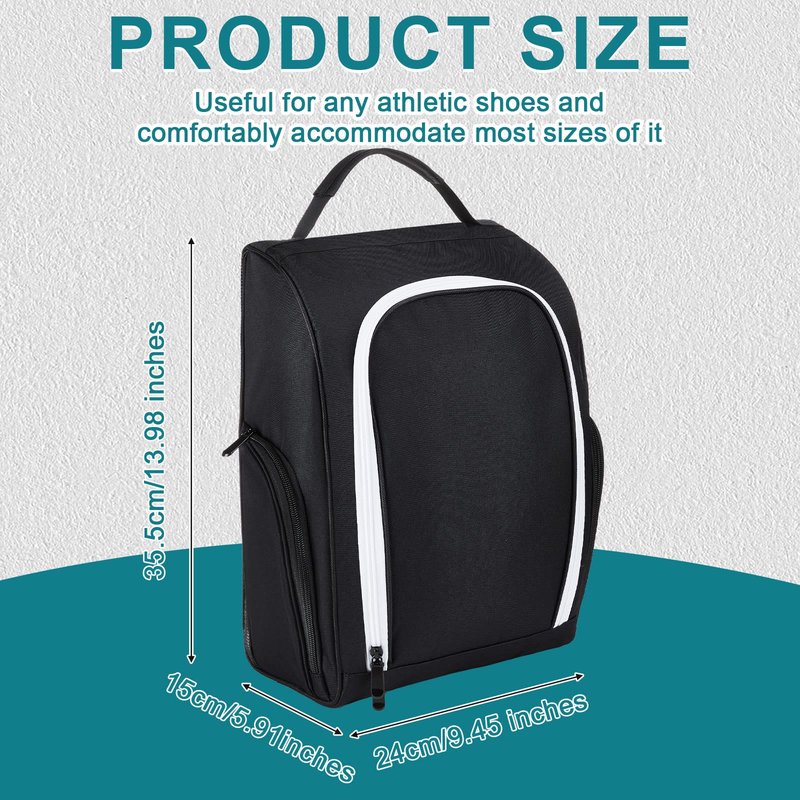 Funtery 2 Pcs Golf Shoe Bag for Travel Zippered Sports Shoe Carrier Tote Bags Golf Accessories with Ventilation Outside Pocket for Balls Tees Socks Accessories Men Women(Black, Gray)