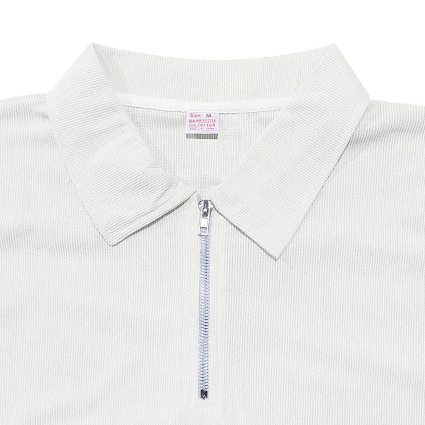 Men's Polo Shirts Short Sleeve Slim Fit Zip T-Shirts for Sports Golf Tennis Workout Henley Neck Tees Tops White