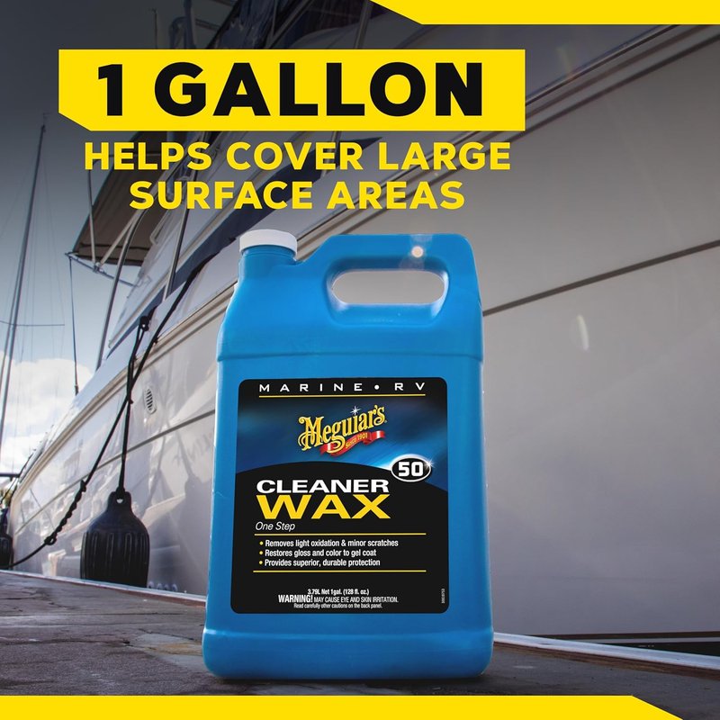 Meguiar's Marine/RV One Step Cleaner Wax - Easy-to-Use Boat & RV Wax for Color Restoration | 1 Gallon