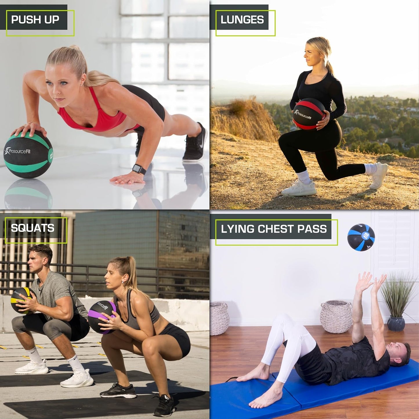 Weighted Medicine Ball for Full Body Workouts - ProsourceFit | Durable Rubber, 10 lbs