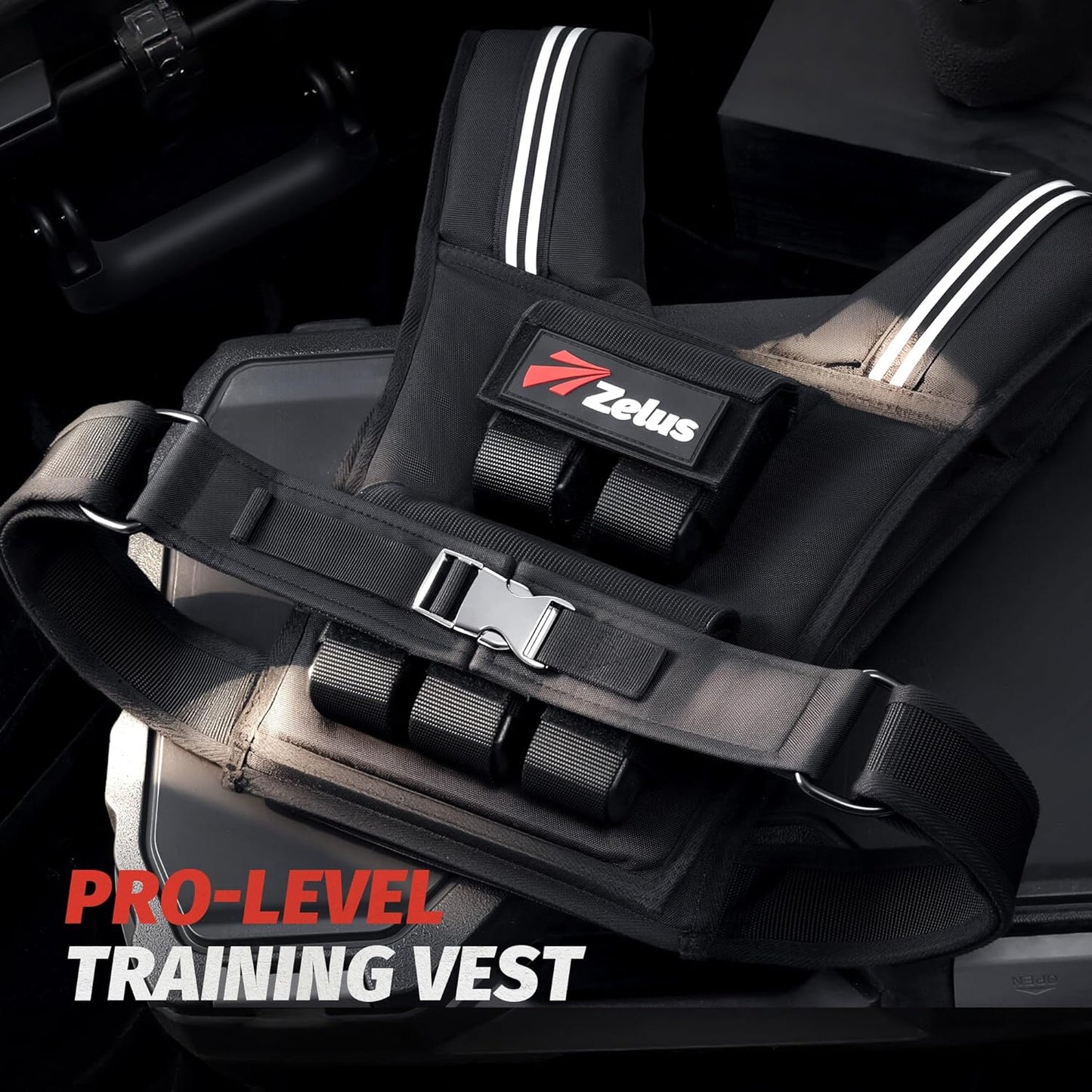 ZELUS Weighted Vest for Men - Adjustable 23lbs to 45lbs with Removable Iron Weights | No-Bounce Design for Strength Training & Running