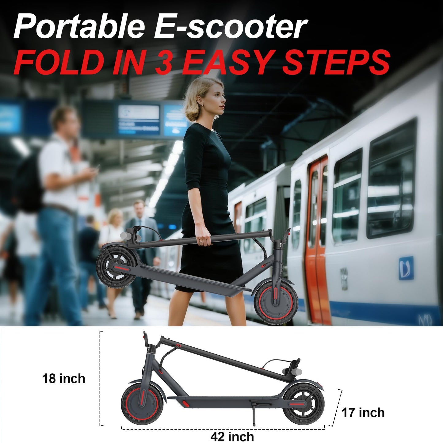 VOLTVOGUE Electric Scooter for Adults, Folding E Scooter with 350W Motor,19 Mph Top Speed, Max 12 Miles Long Range, 8.5' Solid Tires Commuting Scooters with Dual Brakes System, APP