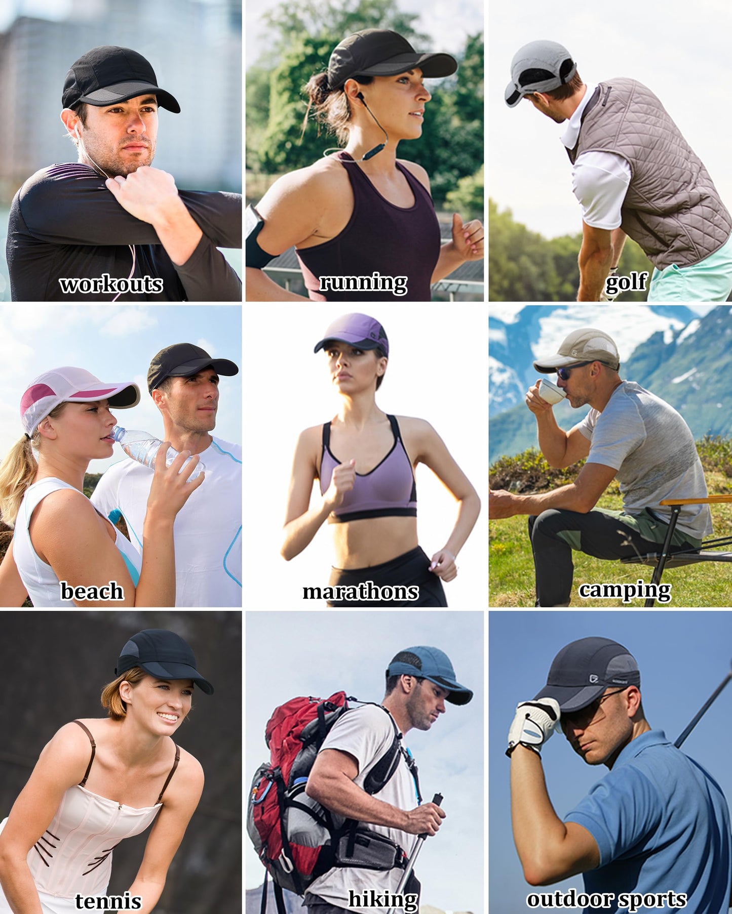 GADIEMKENSD Outdoor Running Hat Men Cooling Golf Hat Women Baseball Cap Quick Dry Breathable Mesh UPF50+ Sun Cap Trucker Dad Hats for Tennis Summer Beach Pickleball Plain White M/L 7-7 1/2