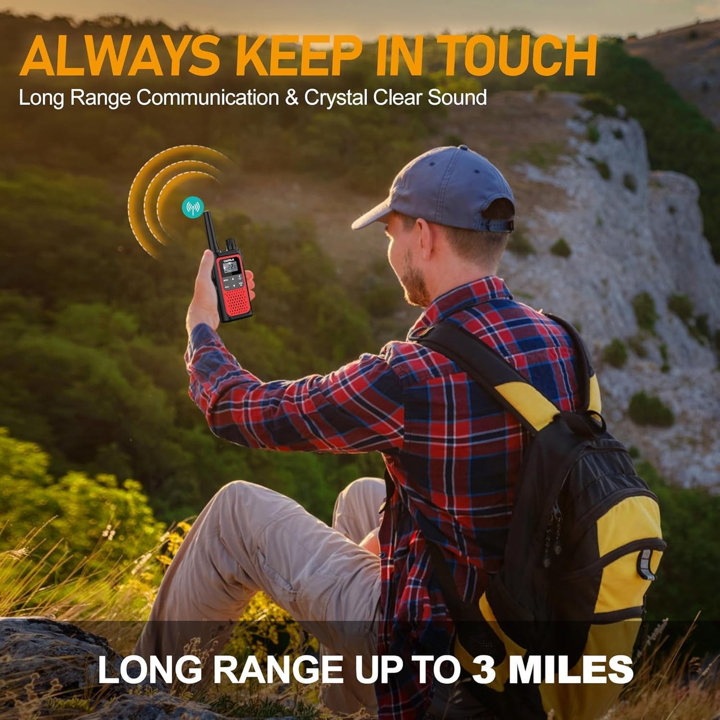 Rechargeable Walkie Talkies - Long Range 3 Pack for Adults | NOAA Weather Alert, 22 FRS Channels, 1800mAh Battery, USB-C Charger