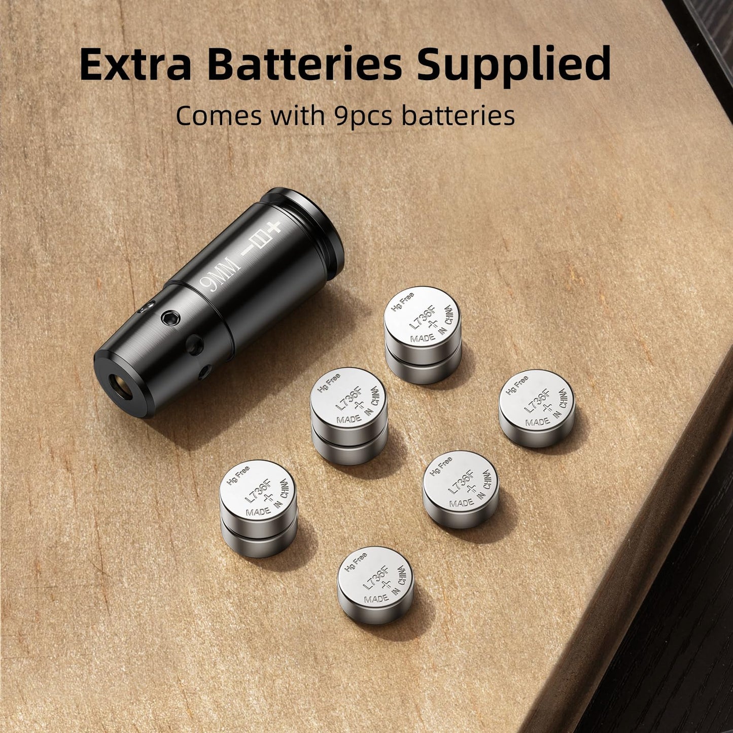 EZshoot 9mm Laser Bore Sighter 9 mm Red Laser Bore Sight with 9 pcs Batteries and Portable Tin Case