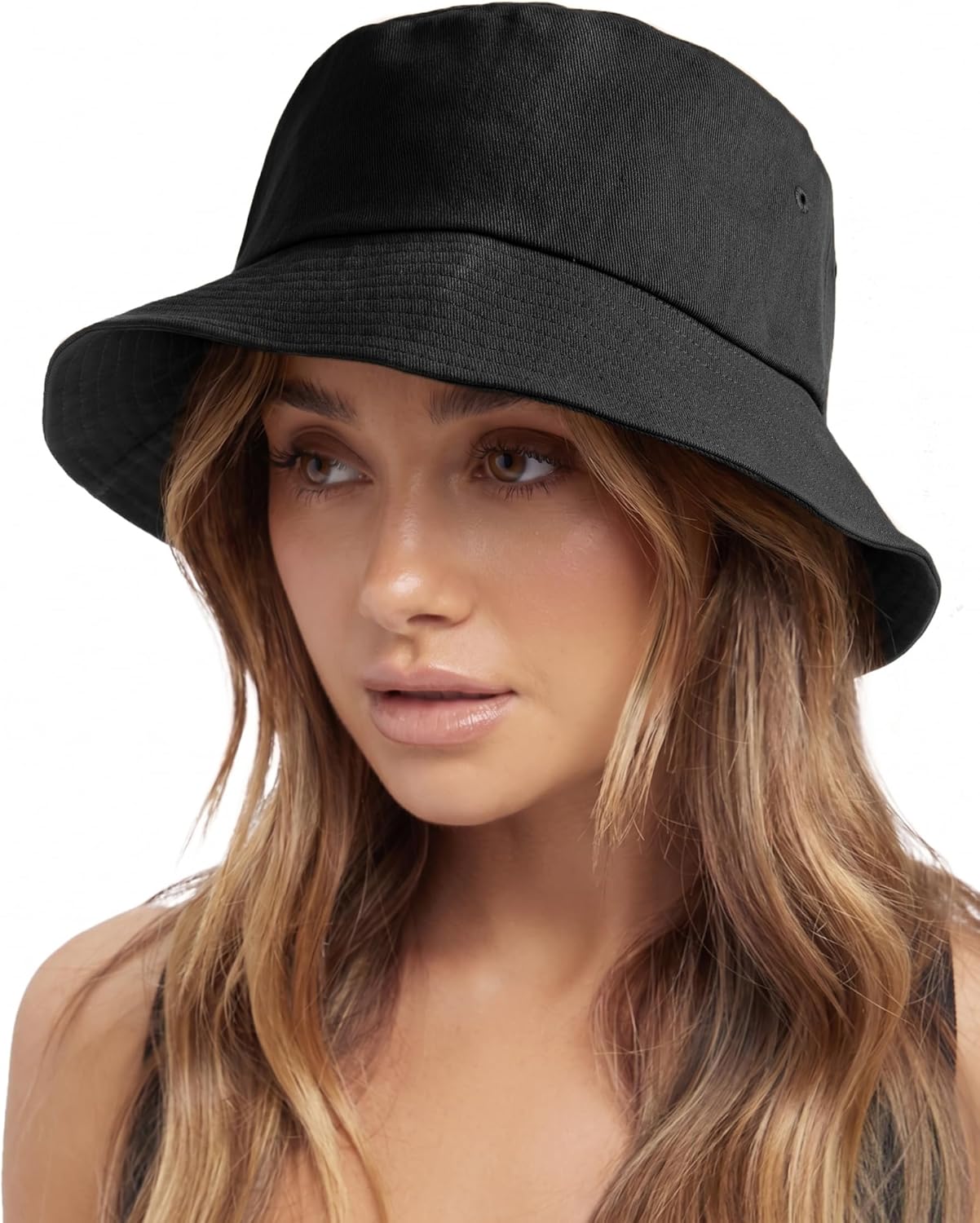 Bucket Hats for Women - Washed Cotton Packable Summer Beach Hat with Adjustable Strings | Travel Essential