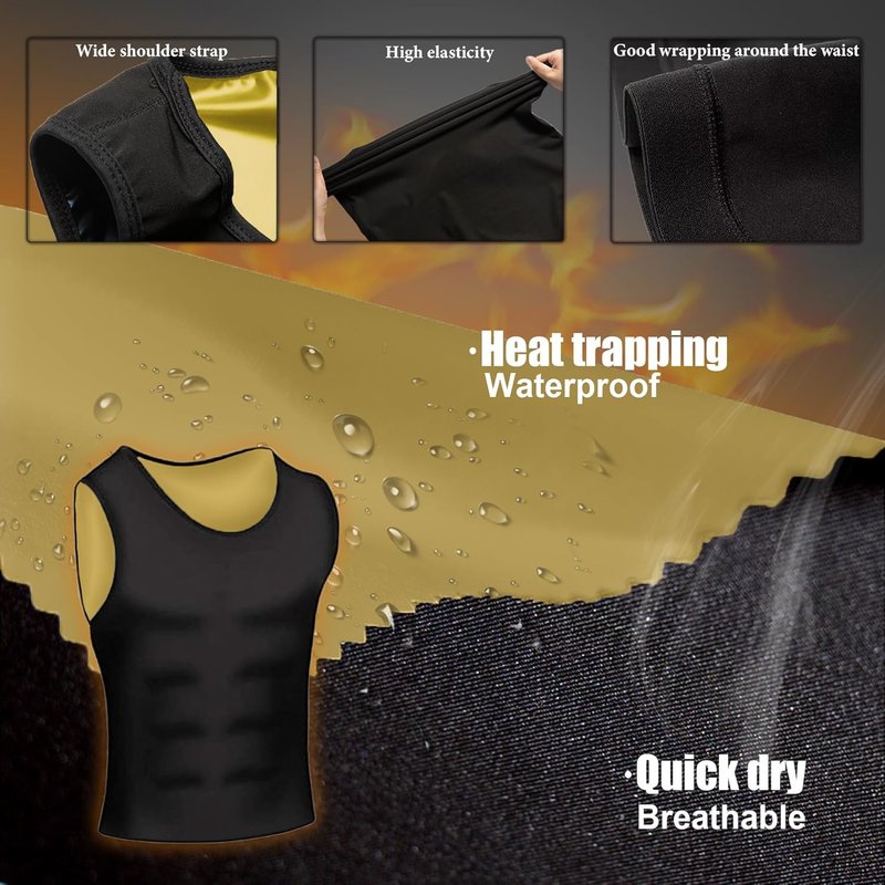 Men's Sauna Vest - Waist Trainer Compression Tank Top for Maximum Sweat | Sleeveless Design