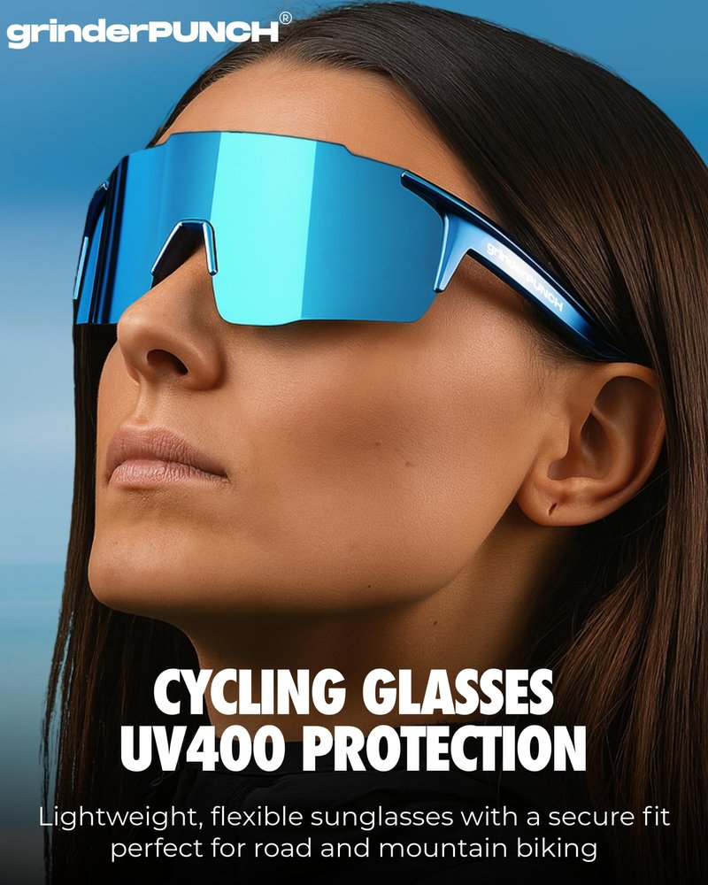 grinderPUNCH Sports Sunglasses Cycling Glasses UV Protection for Driving Running Hiking Fishing (Blue)