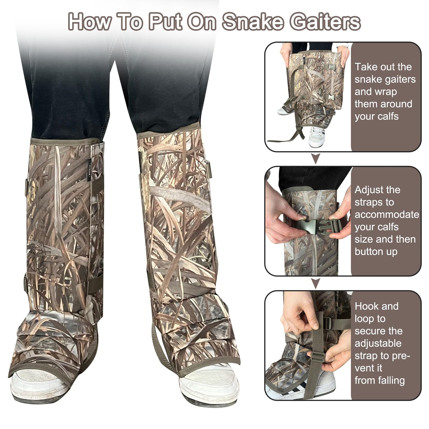 MYDAYS OUTDOOR Snake Gaiters for Hunitng,Snake Guards for Legs Men,Snake Proof Boots Women Men,Snake Chaps,Snake Bite Protection for Lower Leg (Camo Green)