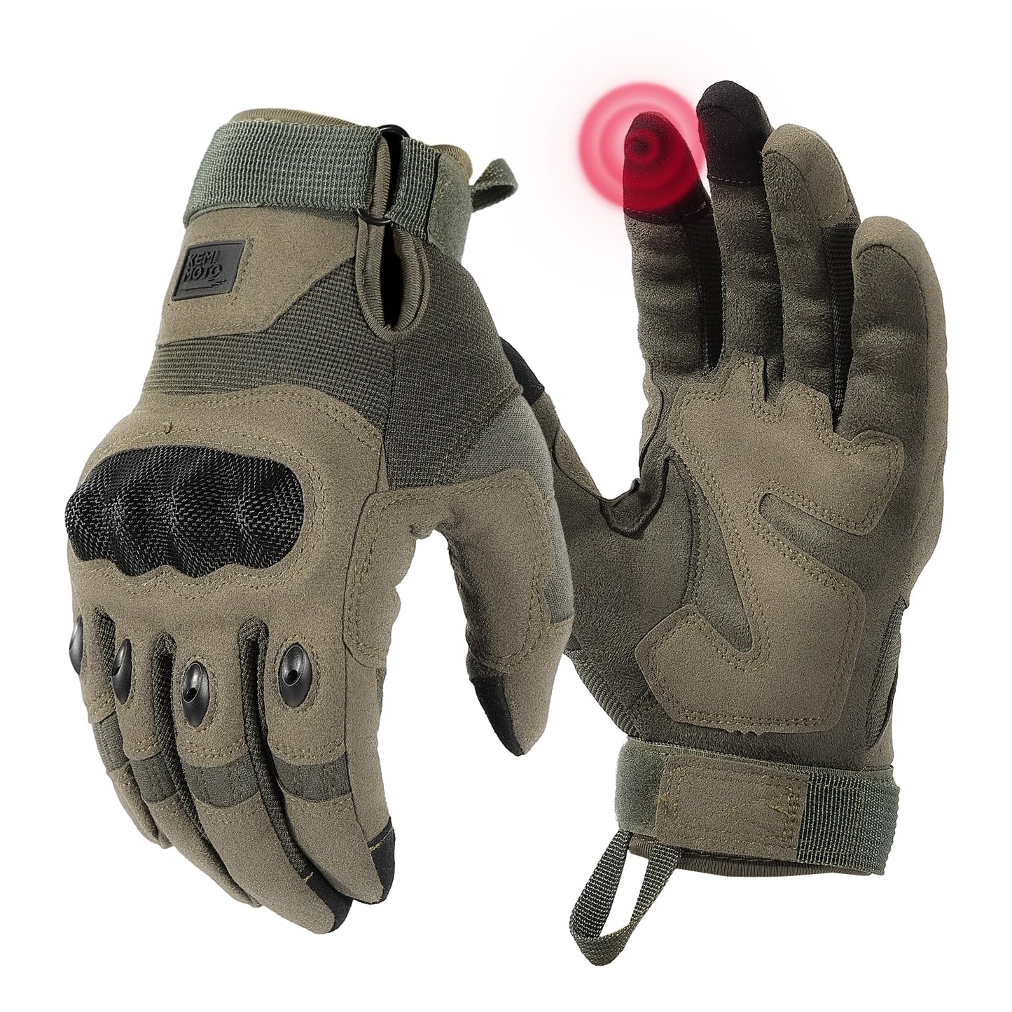 KEMIMOTO Tactical Gloves for Men, Touchscreen Motorcycle Gloves with Hard Shell & Palm Padding for Sports Motorcycle Cycling Tactical Airsoft Paintball Hunting Hiking Camping Climbing (Green,XX-Large)