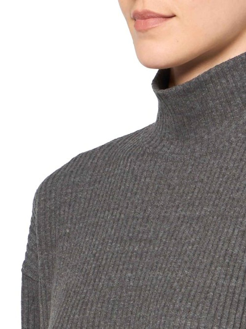 VELVET BY GRAHAM & SPENCER Women's Georgia Triblend Cozy Rib Sweater, Charcoal