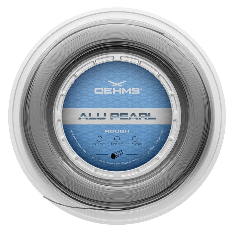 OEHMS Alu Pearl Rough | Grooved Co-Polyester Tennis String | Spin & Control | Ø 1.21 mm (17Lg) | 200 m Reel (660 ft)