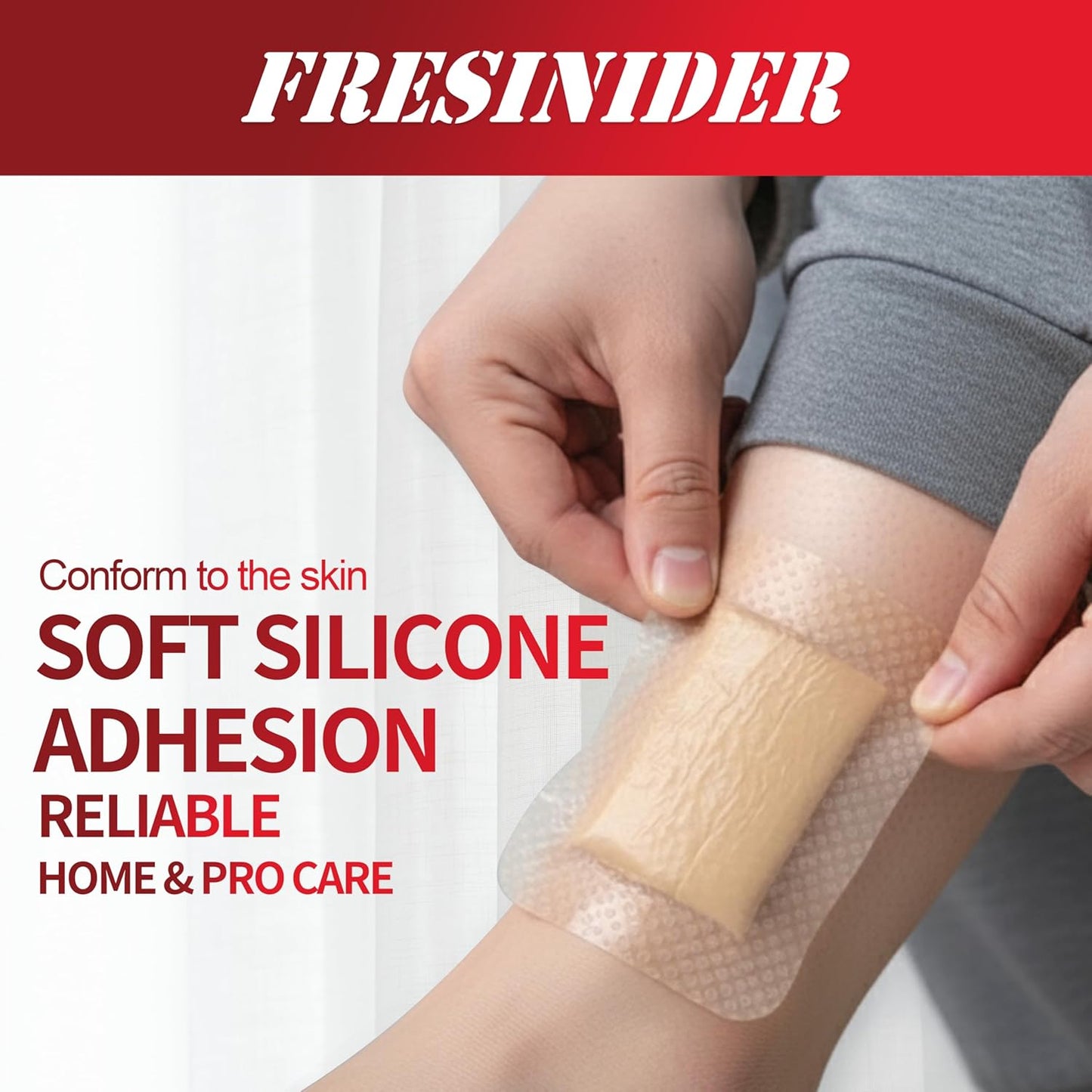 Silicone Foam Dressing with Adhesive Border - Waterproof Wound Care Bandages | Pack of 5, 4 x 4 Inches