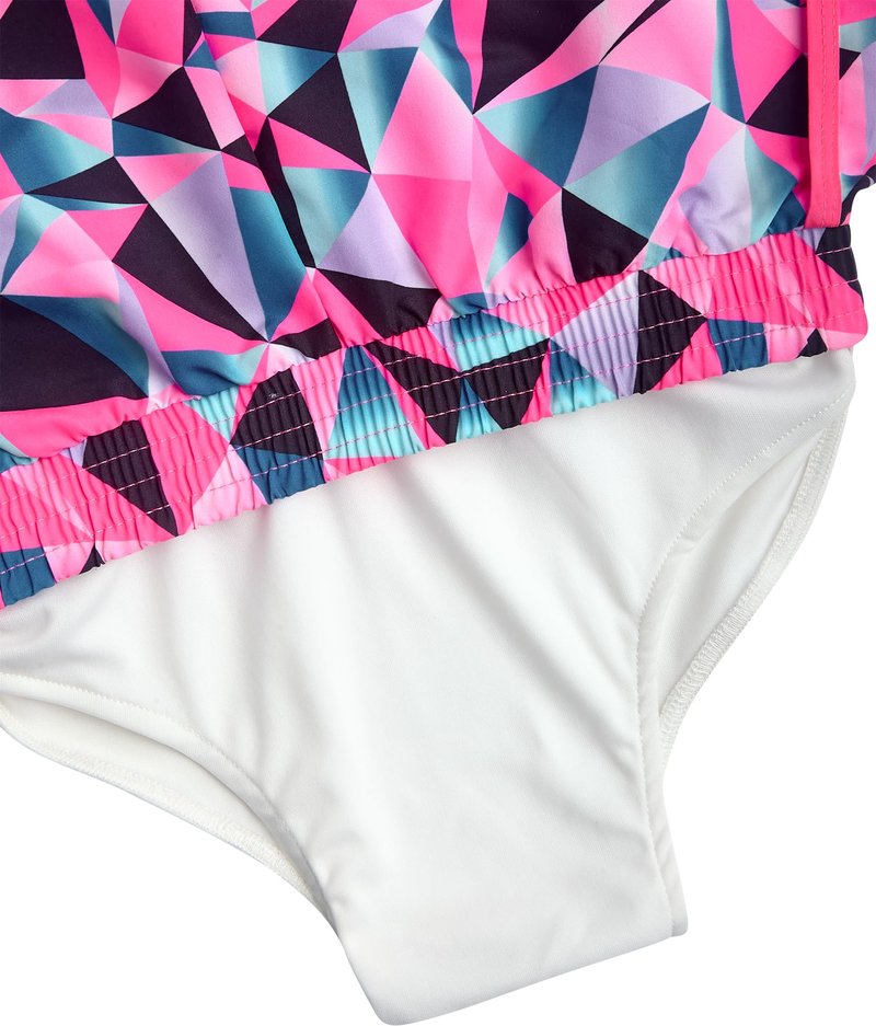 dELiA*s Girls Athletic Shorts - 4 Pack Performance Gym Shorts for Outdoor Activities with Fanny Pack - Size Up for Better Fit, Size 10/12, Black Hearts/Pink Geometric