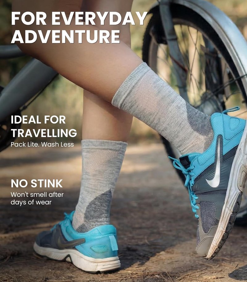 Merino Wool Hiking Socks for Men & Women - Comfortable Crew Style, Breathable & Warm