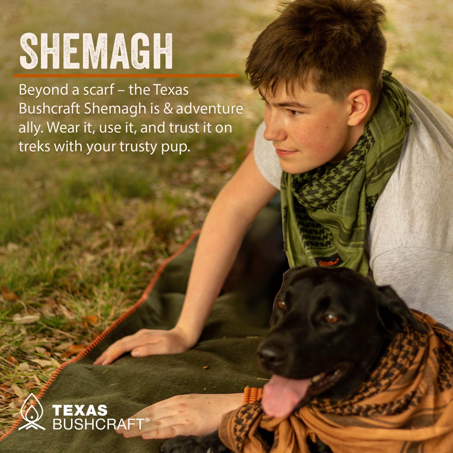 Texas Bushcraft Tactical Shemagh - Authentic Keffiyeh 100% Cotton for your Camping, Hiking and Backpacking Gear (Drab Green)