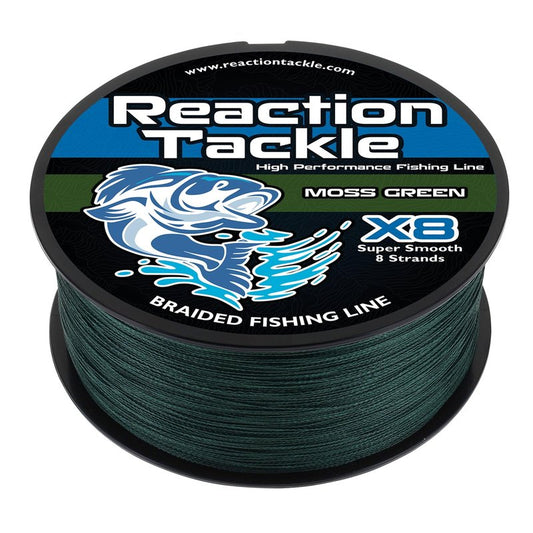 Reaction Tackle Braided Fishing Line - Pro Grade Power Performance for Saltwater or Freshwater Fish - Colored Fishing Line Braid for Extra Visibility - X8 Moss Green 100 Lb (150 Yards)