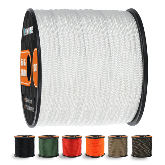 650lb Paracord/Parachute Cord - 9 Strand Paracord Rope - 100', 200' Spools of Parachute Cord, Type III Paracord for Camping, Hiking and Survival (White, 100 Feet)