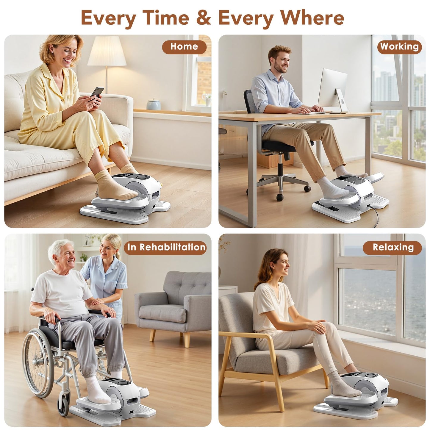 Under Desk Elliptical Exercise Machine, Mini Elliptical Leg Exerciser As Seen on TV, Electric Pedal Exerciser While Sitting for Seniors Adults, Elliptical Training Machine for Gifts