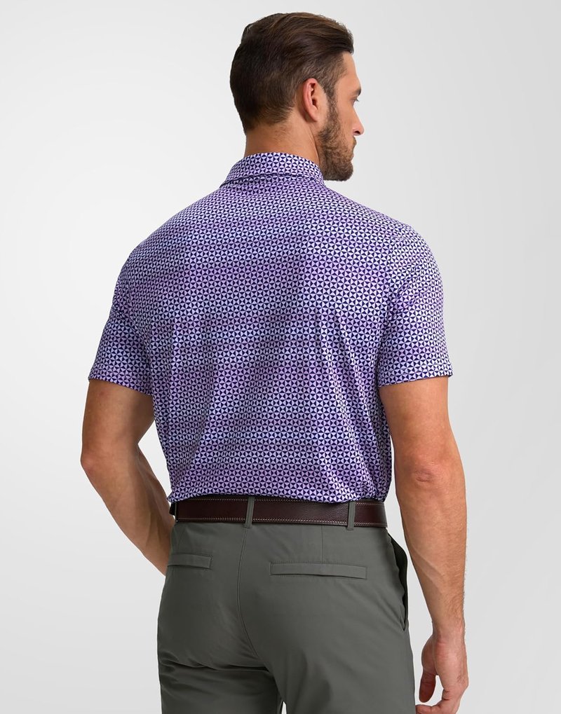 Men's Golf Polo Shirt - Short Sleeve Dry Fit Moisture Wicking Casual Print | Comfortable Activewear for Golf