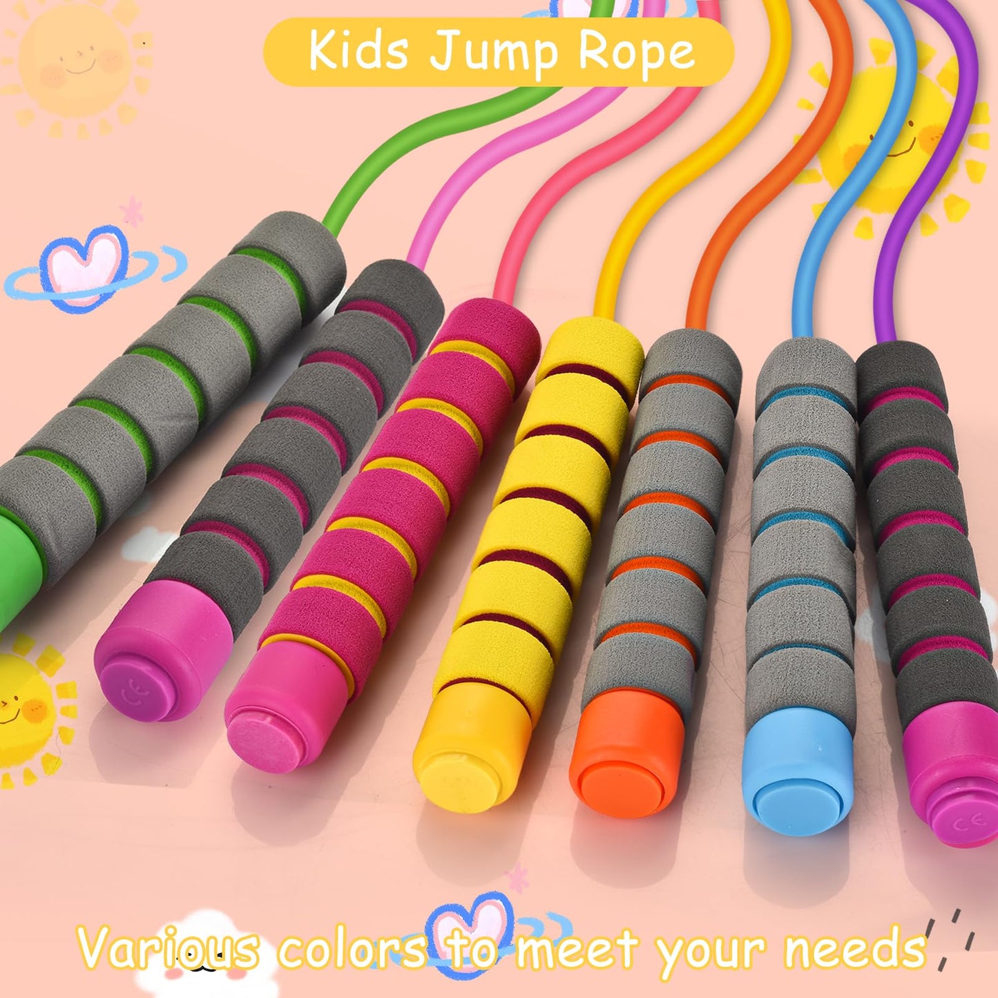 Jump Rope For Kids,Jump Rope Kids,Adjustable Soft Skipping Rope,Toddler Jump Rope With Skin-Friendly Foam Handles For Kids, Boys,Girls,Women, Men,Exercise Activity,Outdoor Fitness