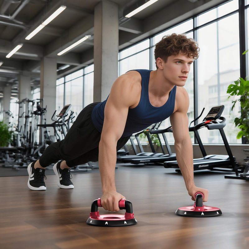 READAEER 360° Rotatable and Positionable Push Up Bars，Rotating Handle Design with Bearings for Smooth, Effortless for a Wider Range of Motion, Handle Rotation, Wide Grips with Non-Slip Rubber Pads for Comfort Exercise(Red)