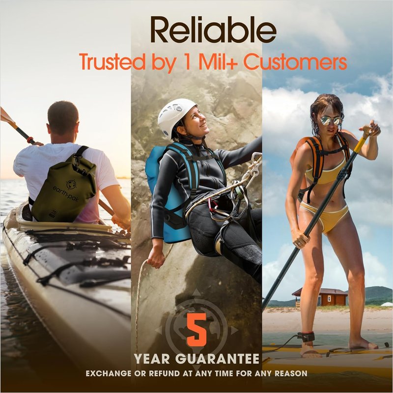 Waterproof Dry Bag - Roll Top Backpack Sack for Kayaking | Includes Waterproof Phone Case