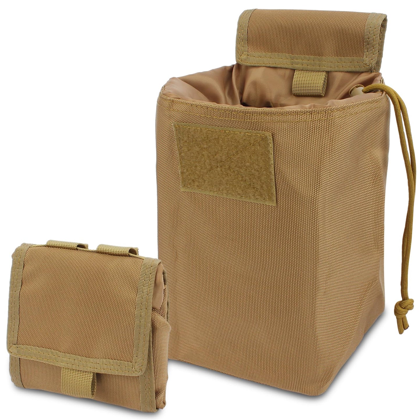 AIKATE Tactical Molle Dump Pouch, Roll-Up Drawstring Magazine Utility Pouch, Folding Dump Bag (Khaki)