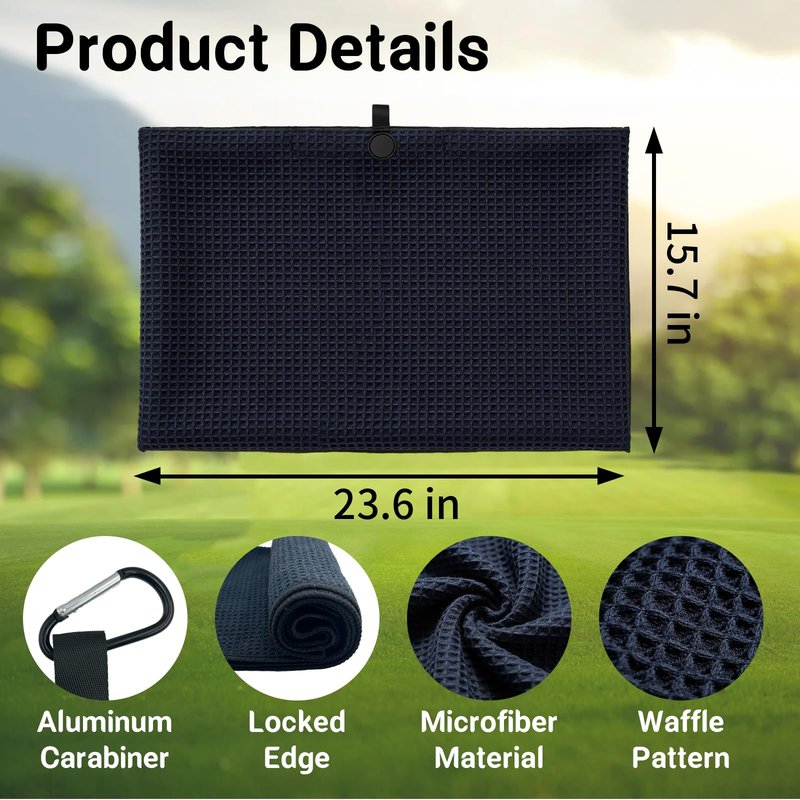 Epinovo Strong Magnetic Golf Towel for Golf Bags, 23.6"x15.7" Microfiber Golf Cleaning Towel with Waffle Weave Design, Easily Attaches to Golf Carts and Clubs (3 Pack)