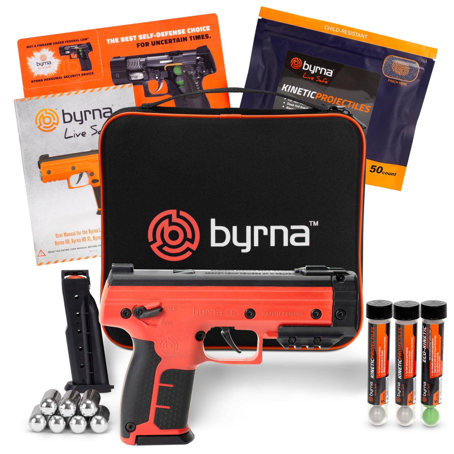 Byrna LE - Kinetic Ultimate Bundle | Less-Lethal Self-Defense & Home Defense Device (Orange)