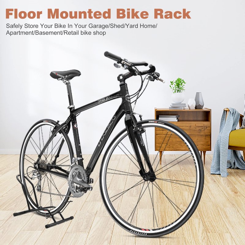 Bike Stand Floor Bicycle Stand Bike Parking Rack Stand Bicycle Storage Perfect for 16"-29" Front and Rear Wheel Parking Rack
