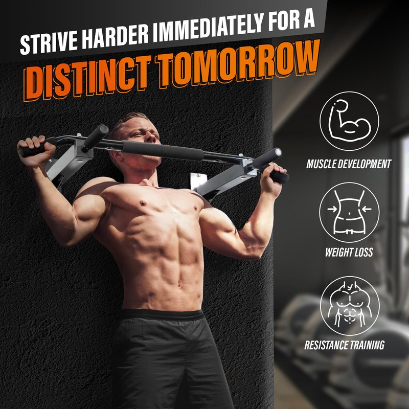Yes4All Multifunctional Pull Up Bar Wall Mounted Capacity 300 Pounds - Black