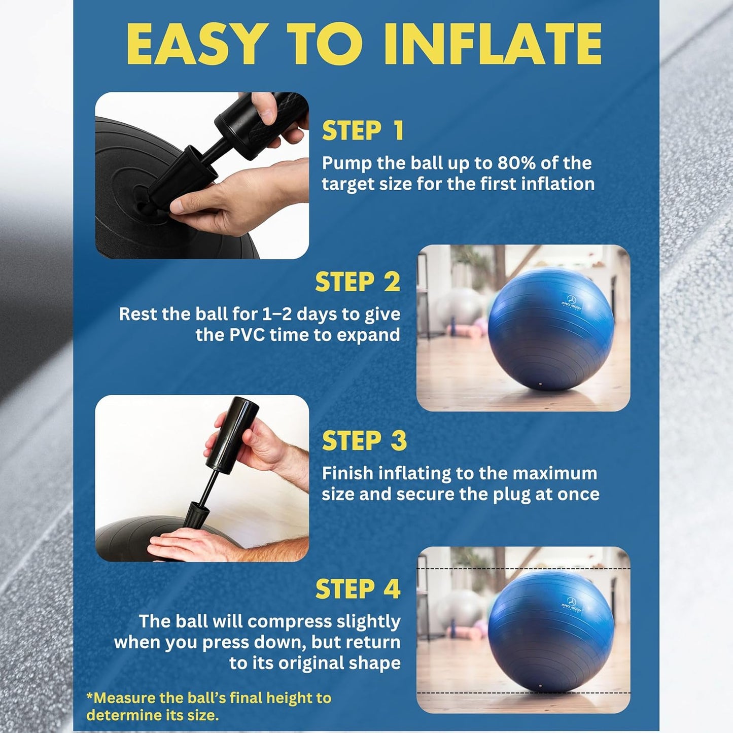 ProBody Pilates Exercise Ball - Gym-Grade Balance Ball for Fitness, Yoga, & Therapy | Multiple Sizes Available