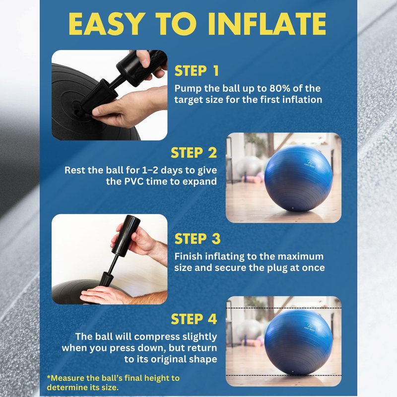 ProBody Pilates Yoga Ball - Fresh Colors Exercise Ball for Stability, Pregnancy, Workout, Physical Therapy & Birthing, Balance Ball Chair (Sky, 65 cm)