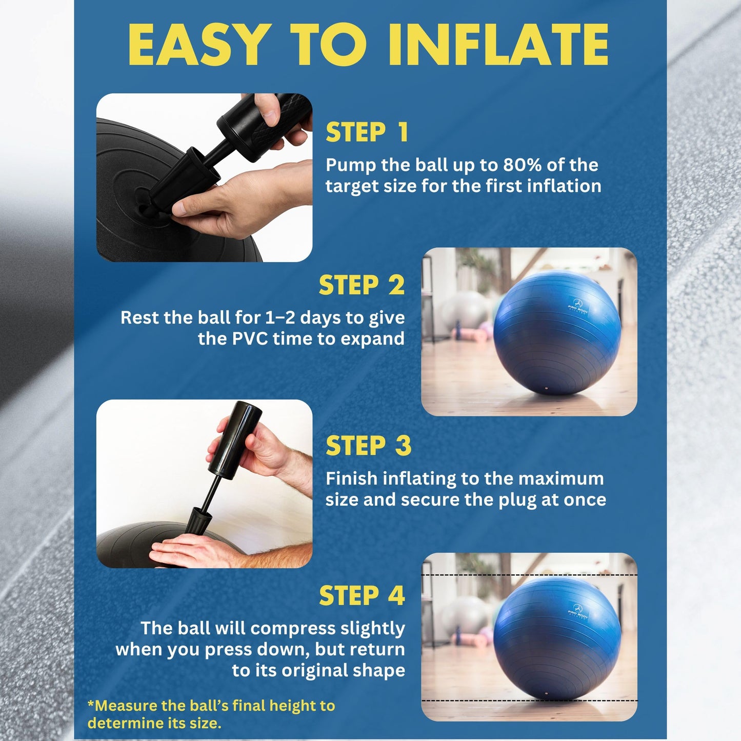 ProBody Pilates Yoga Ball - Fresh Colors Exercise Ball for Stability, Pregnancy, Workout, Physical Therapy & Birthing, Balance Ball Chair (Slate, 55 cm)