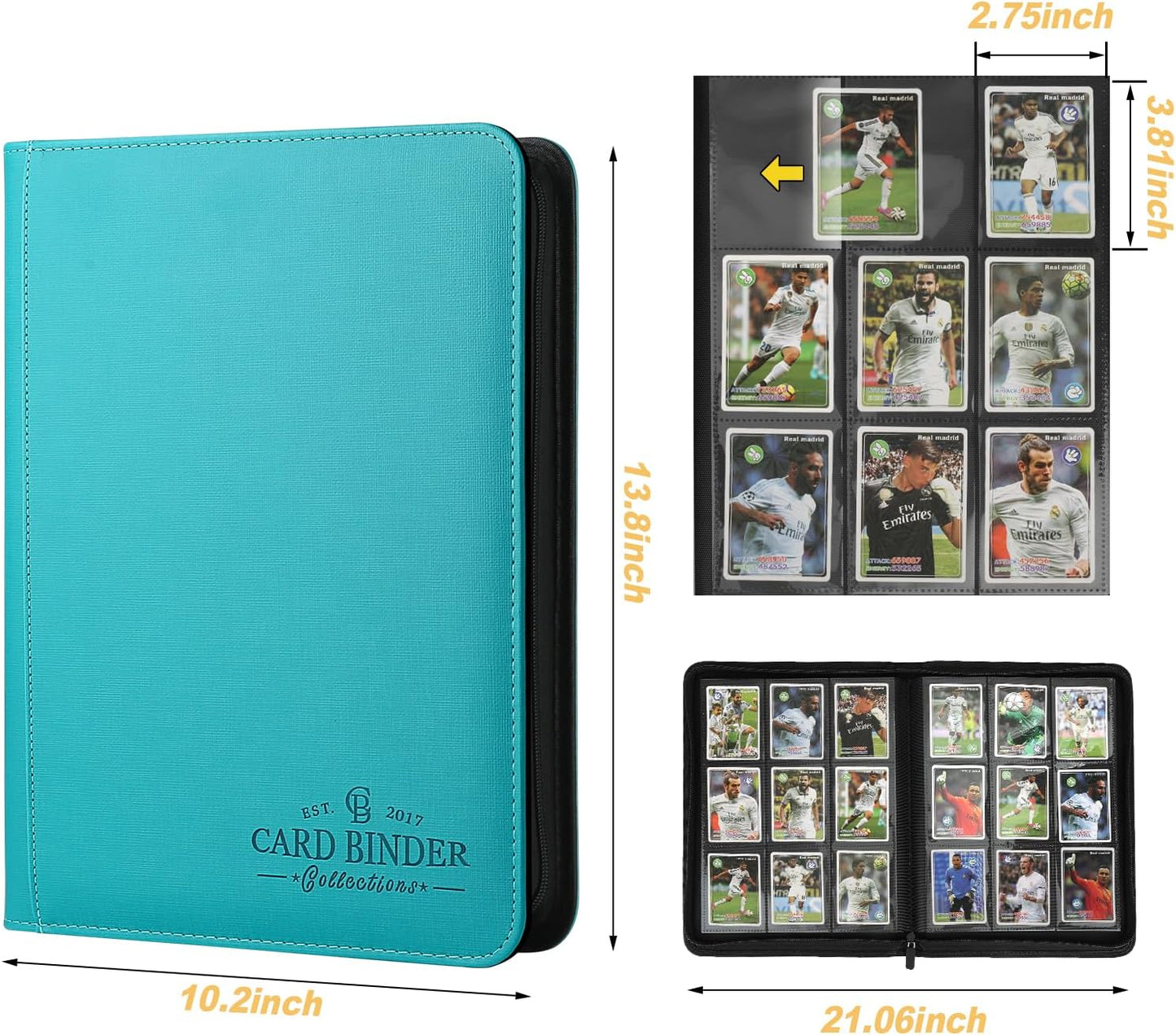 9 Pocket Card Binder - Premium Zip Trading Card Album for MTG, TCG & Sports Cards | 540 Double-Sided PU Pockets