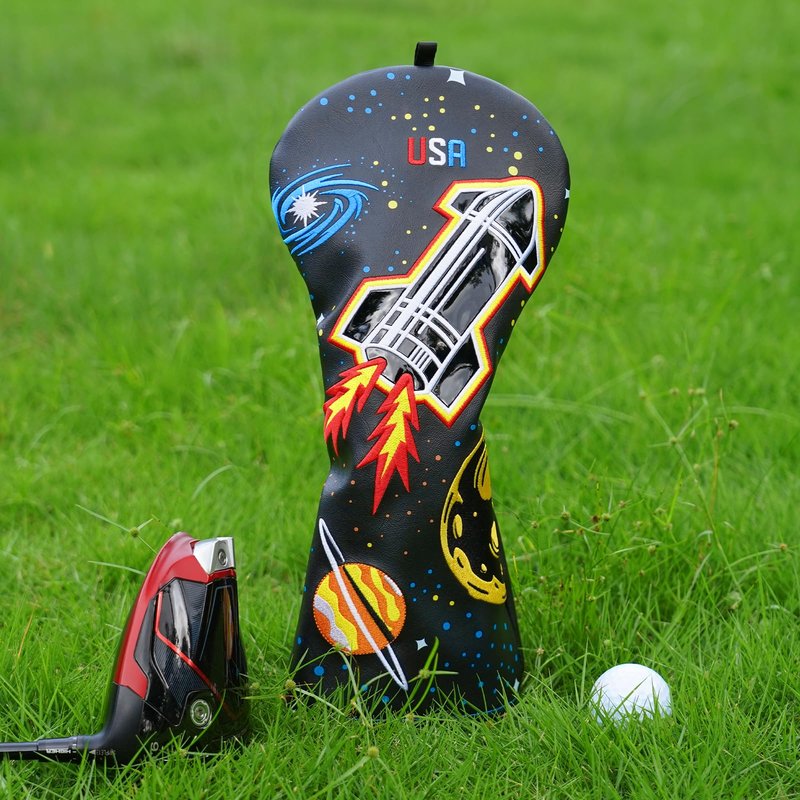 LZFAN Golf Club Head Cover Golf Head Cover Driver Fairway Hybrid Club Head Cover Wood Headcover Embroidered Planets (Driver)