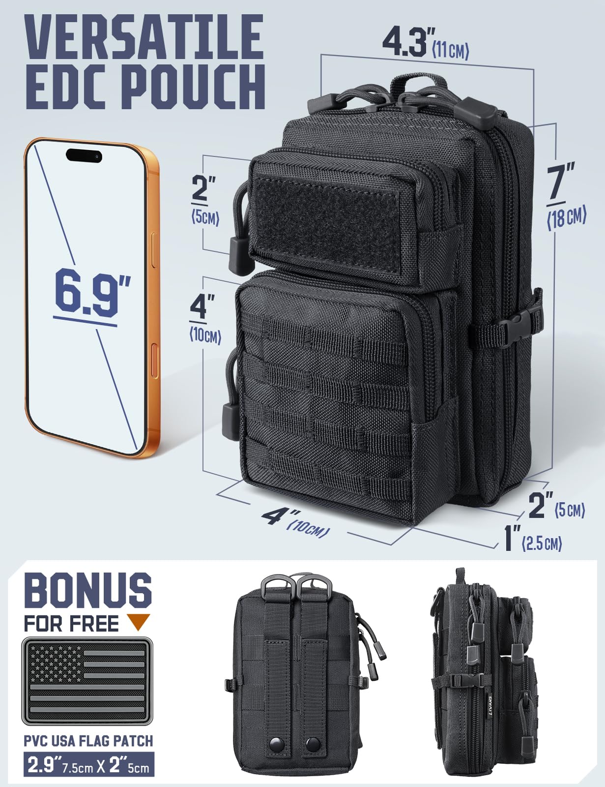 LIVANS EDC Pouch, Small Tool Bag for Molle Accessories & Tactical Belt