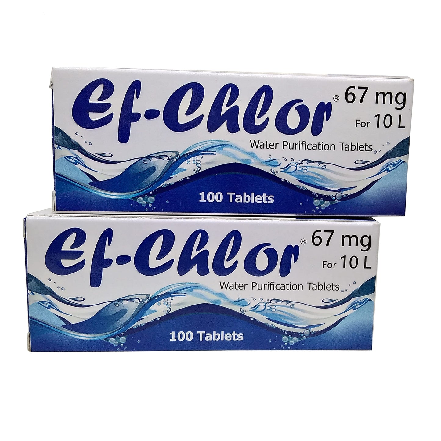 Ef-Chlor Water Purification Tablets/Drops (67 mg - 100 Tablets) - Potable Water Treatment Ideal for Emergencies, Survival, Travel, and Camping, Purifies (3.28-5.28) Gallons Water in 1 Tablet