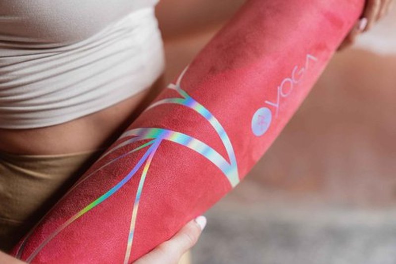 YOGA DESIGN LAB | The Combo Yoga Mat | Lightweight, Foldable, Eco Luxury | Ideal for Hot Yoga, Bikram, Pilates, Barre, Sweat | 1.5mm Thick | Includes Carrying Strap! (Iris, 1.5mm)