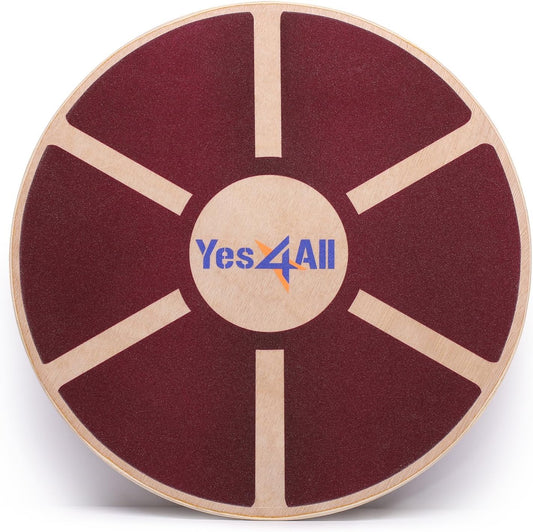 Yes4All Versatile Wooden Wobble Balance Trainer Board with 360 Degree Rotation - Red