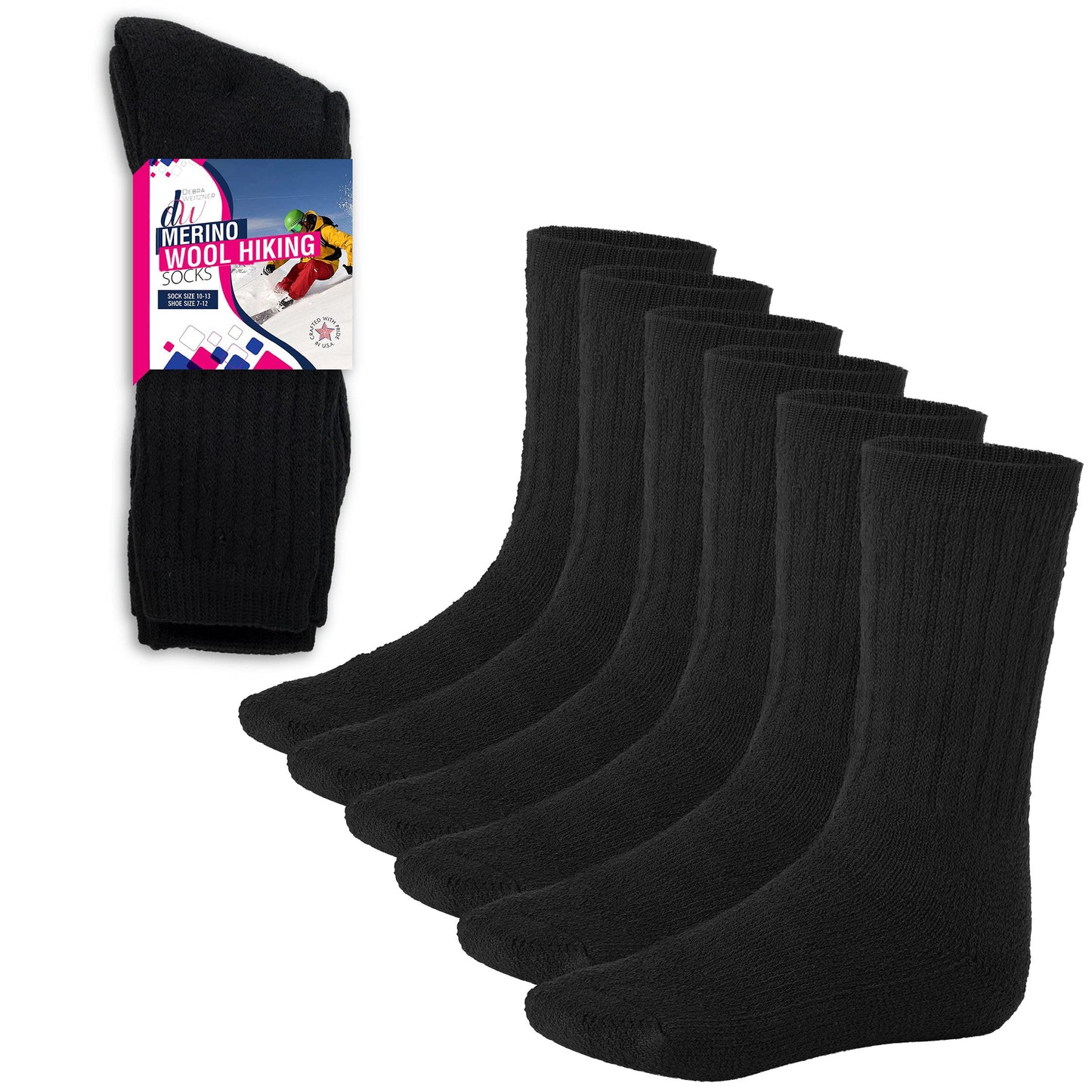 Debra Weitzner Merino Wool Socks for Men and Women 6 Pairs Thermal Warm Winter Socks Hiking Insulated Boot Socks