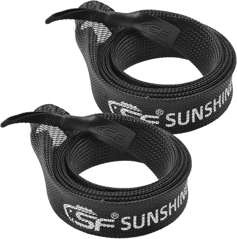 Fishing Casting Rod Socks - Braided Mesh Sleeve Protector for 7.5 FT Rods | Black, 2 Pack