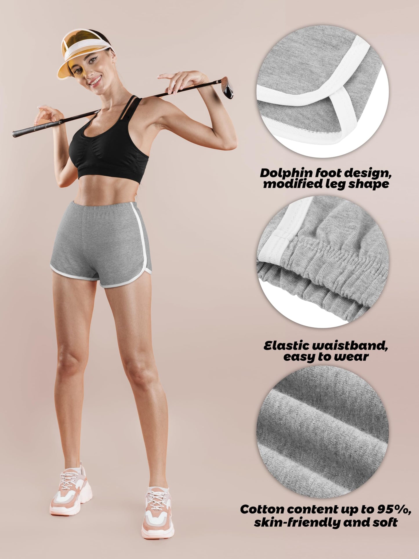 Motarto 3 Pieces Cotton Sports Short Dance Yoga Shorts Elastic Waist Athletic Shorts Running Shorts for Women