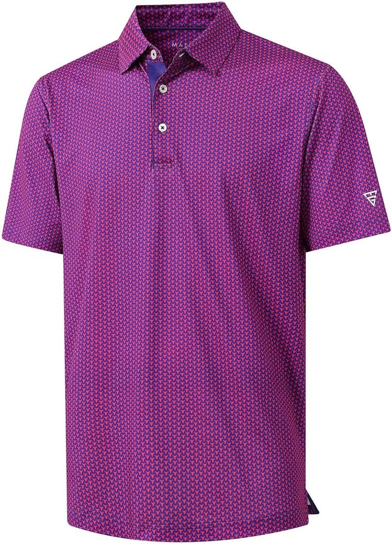 Men's Golf Shirt - Short Sleeve Dry Fit Moisture-Wicking Polo with Performance Patterns | Comfortable Fit