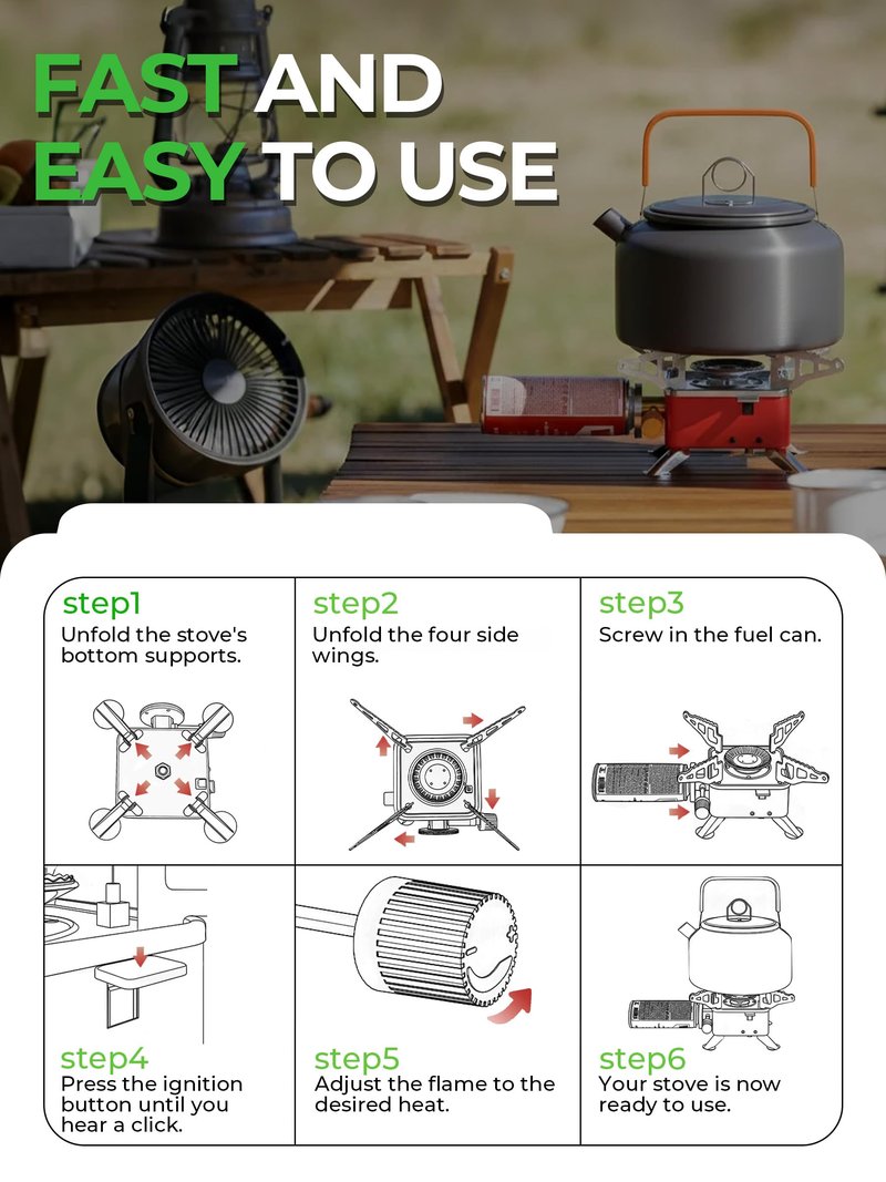 SYIPO Portable Camping Stove, Ultralight Backpacking Stove with Stable Support Wind-Resistance Camp Stove, Mini Outdoor Folding Metal Camping Gas Stove for Camping, Hiking, Cooking, ect.