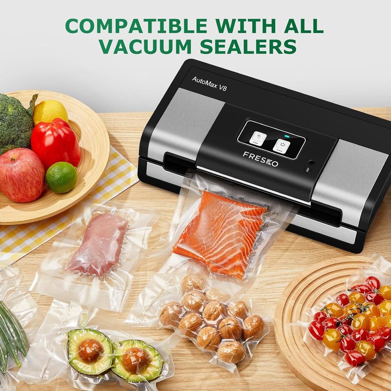 FRESKO Vacuum Sealer Bags - 8"x20' Heavy Duty BPA-Free Food Storage Rolls for Meal Prep | Sous Vide Cooking