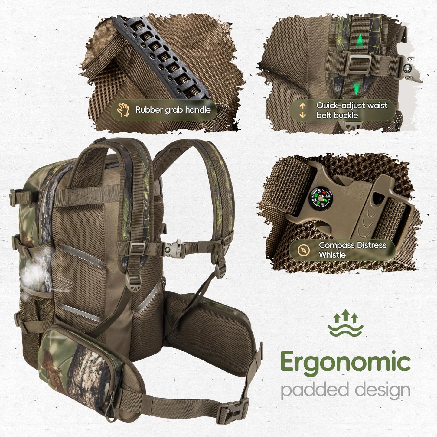BLISSWILL Hunting Backpack Hunting Day Pack with rifle holder Hunting Gear Accessories gift for men(Forest Canvas)