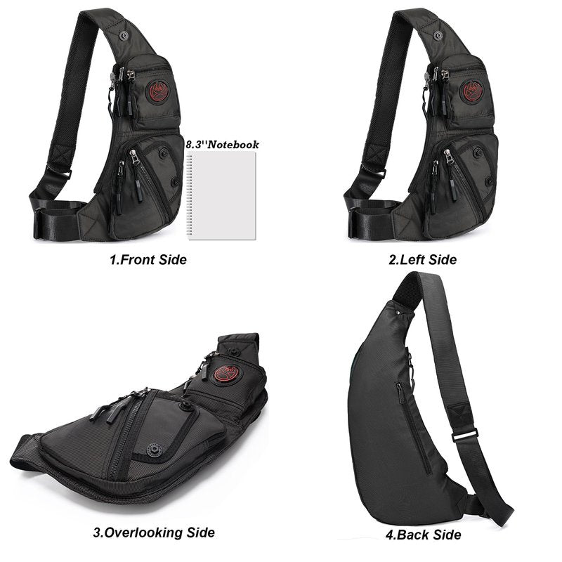NICGID Sling Bag Chest Shoulder Backpack Crossbody Bags Casual Daypack for Men Women (Black-2620N)