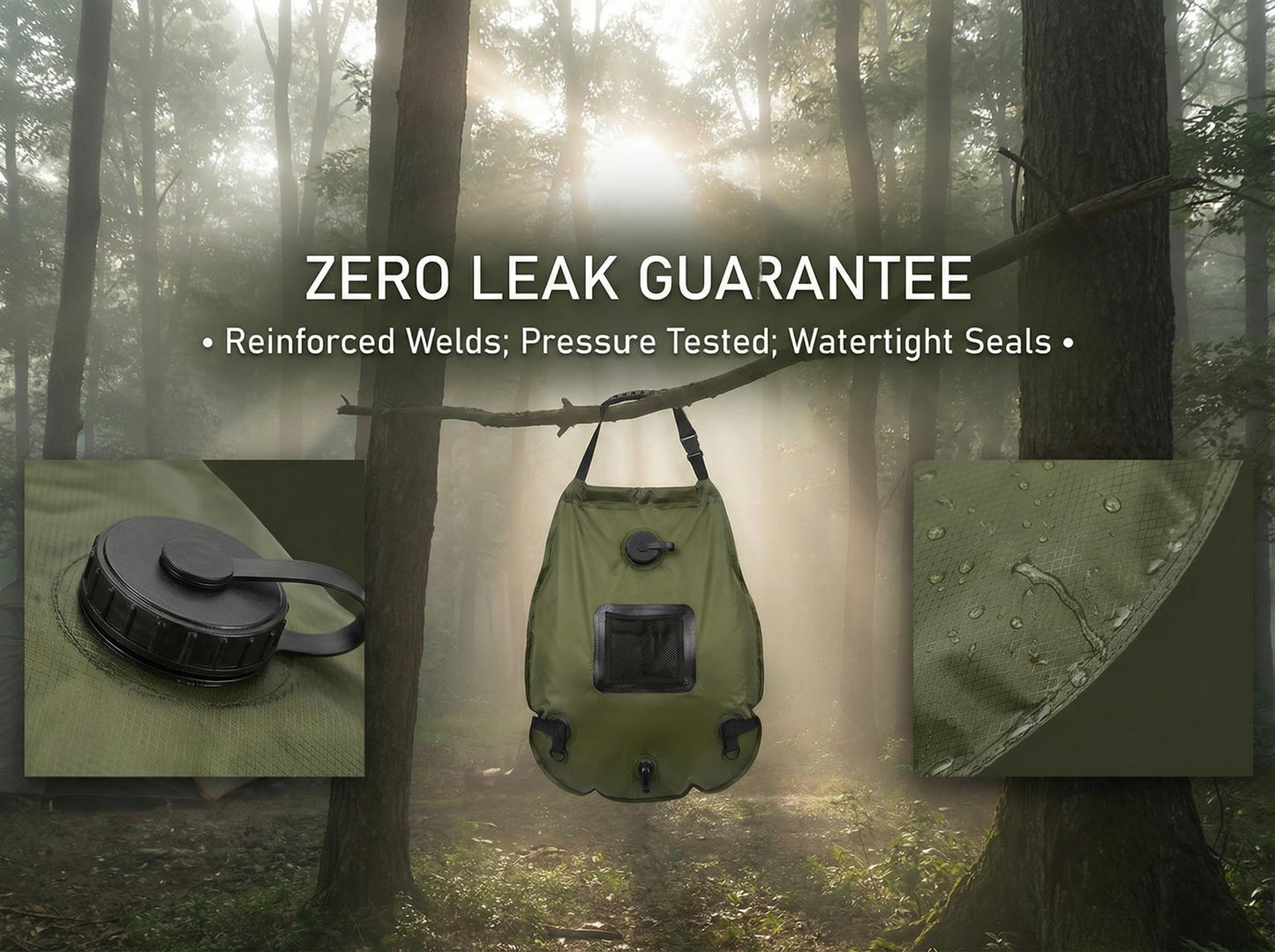 5-Gallon Solar Shower Bag with Real-Time Temp Display - Fast Heating in 20 Mins - Lightweight 0.99lbs Portable Camp Shower for Short Trips & Emergency Backup